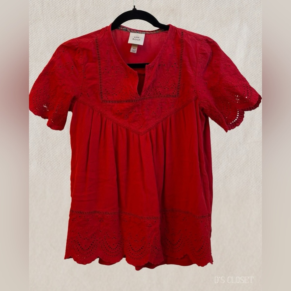 Knox Rose Red Eyelet Blouse